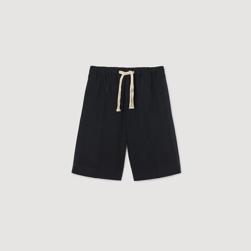 Elasticated waist cotton shorts Navy Blue Sandro Men