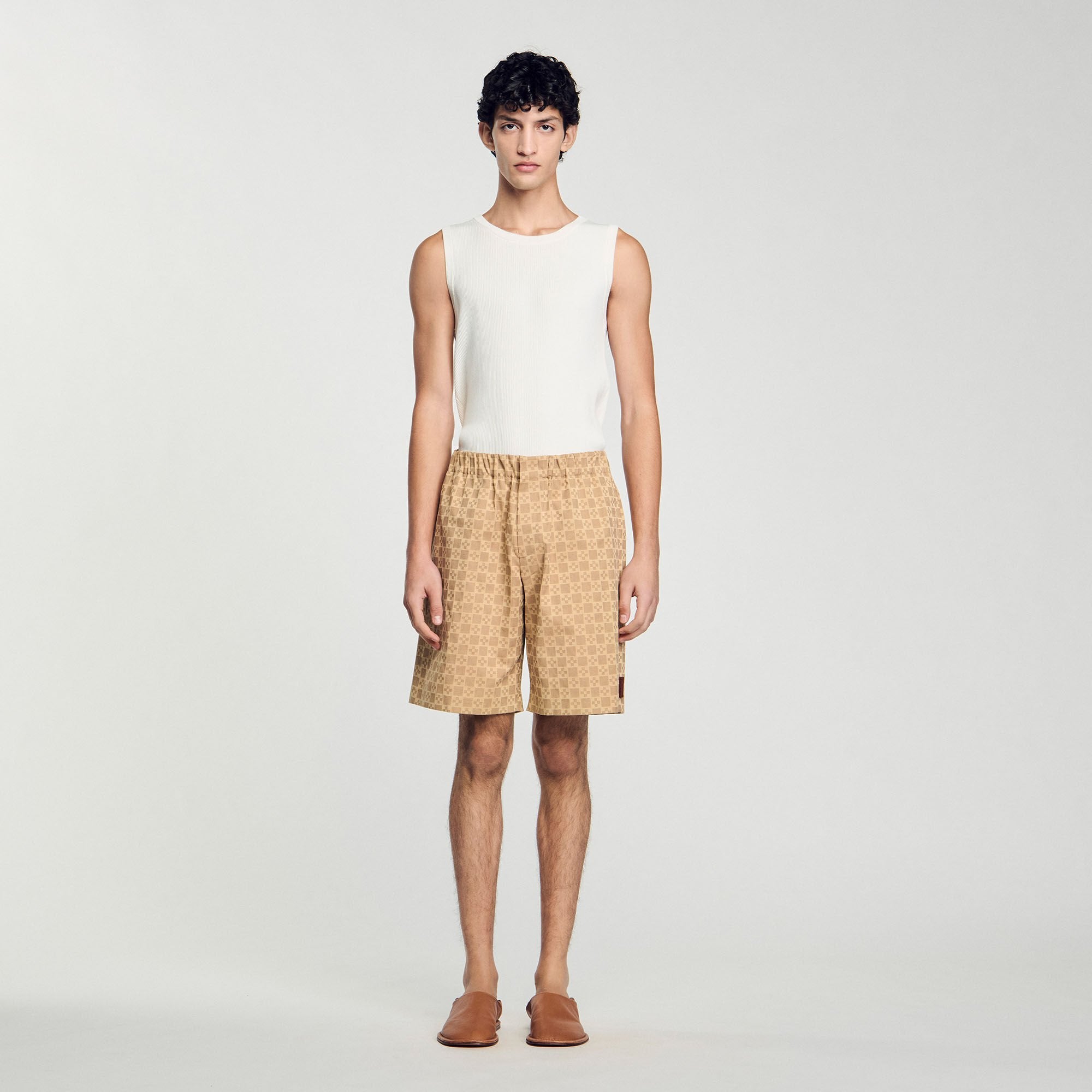 Square Cross jacquard shorts Sand Sandro Men