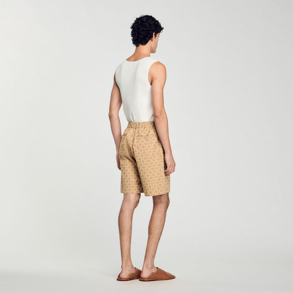 Square Cross jacquard shorts Sand Sandro Men
