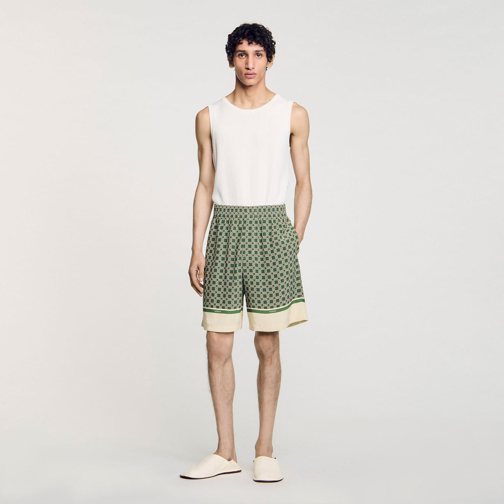 Patterned Flowy Bermuda shorts Super Green Sandro Men
