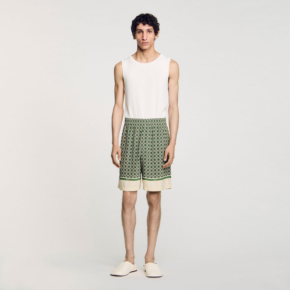 Patterned Flowy Bermuda shorts Super Green Sandro Men