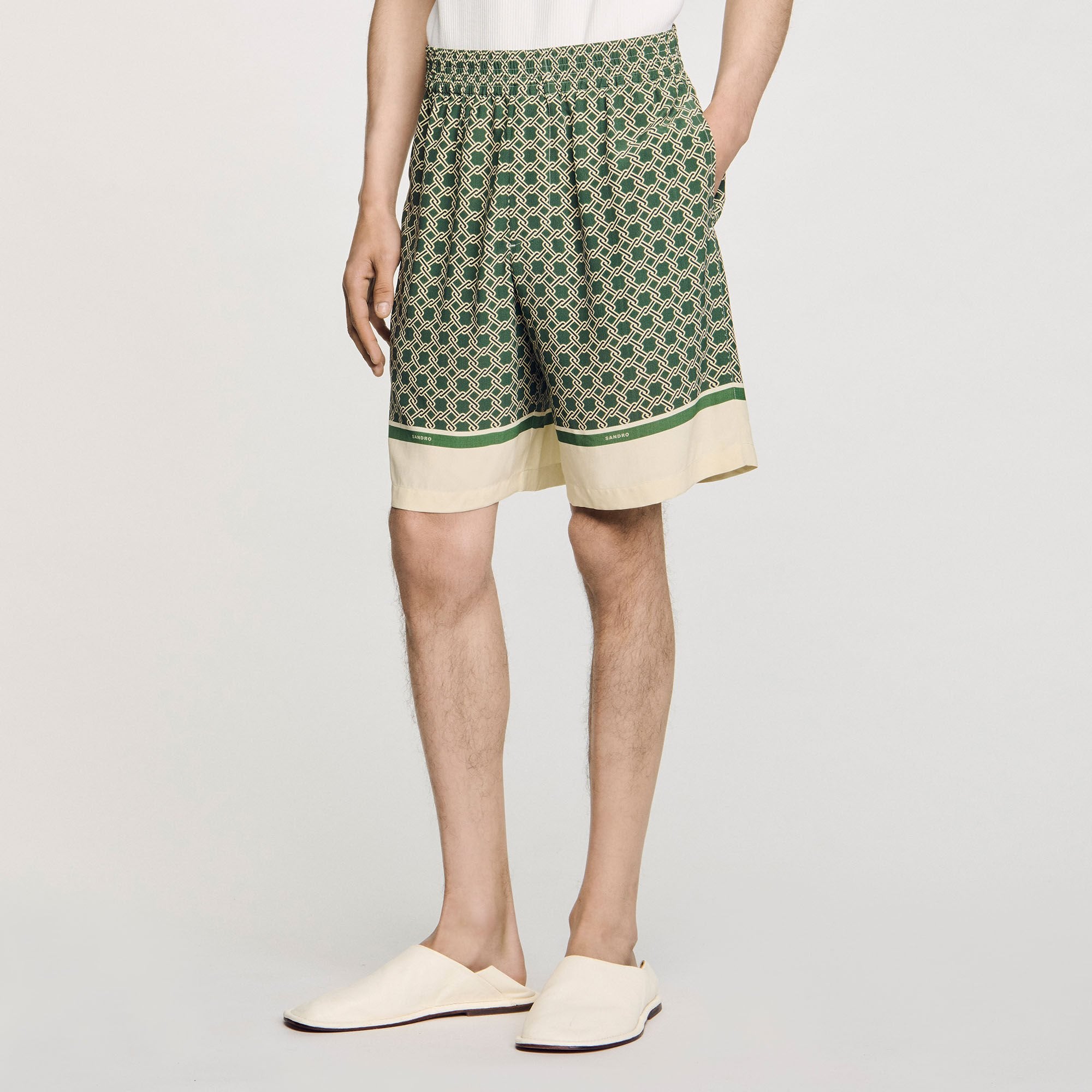 Patterned Flowy Bermuda shorts Super Green Sandro Men