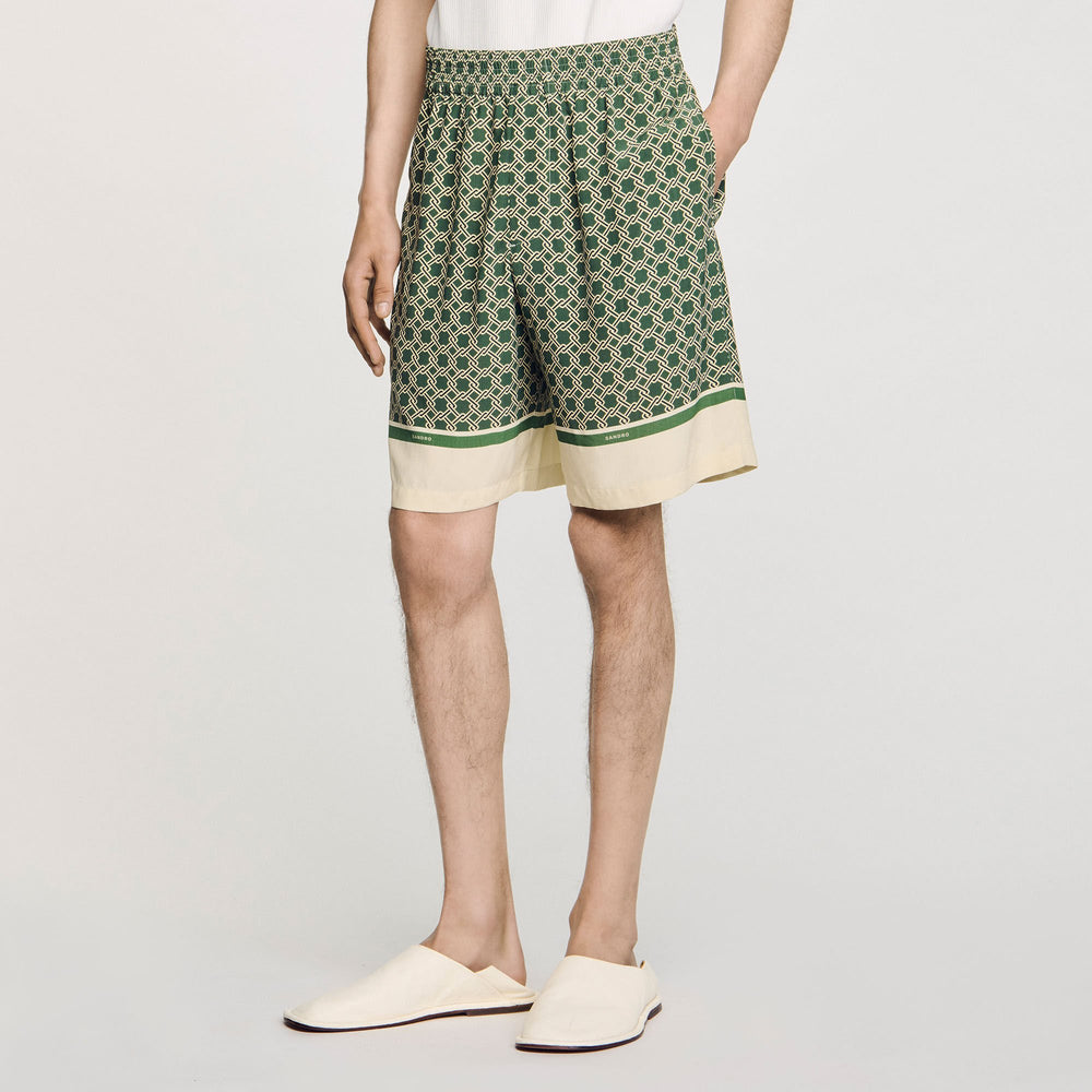 Patterned Flowy Bermuda shorts Super Green Sandro Men