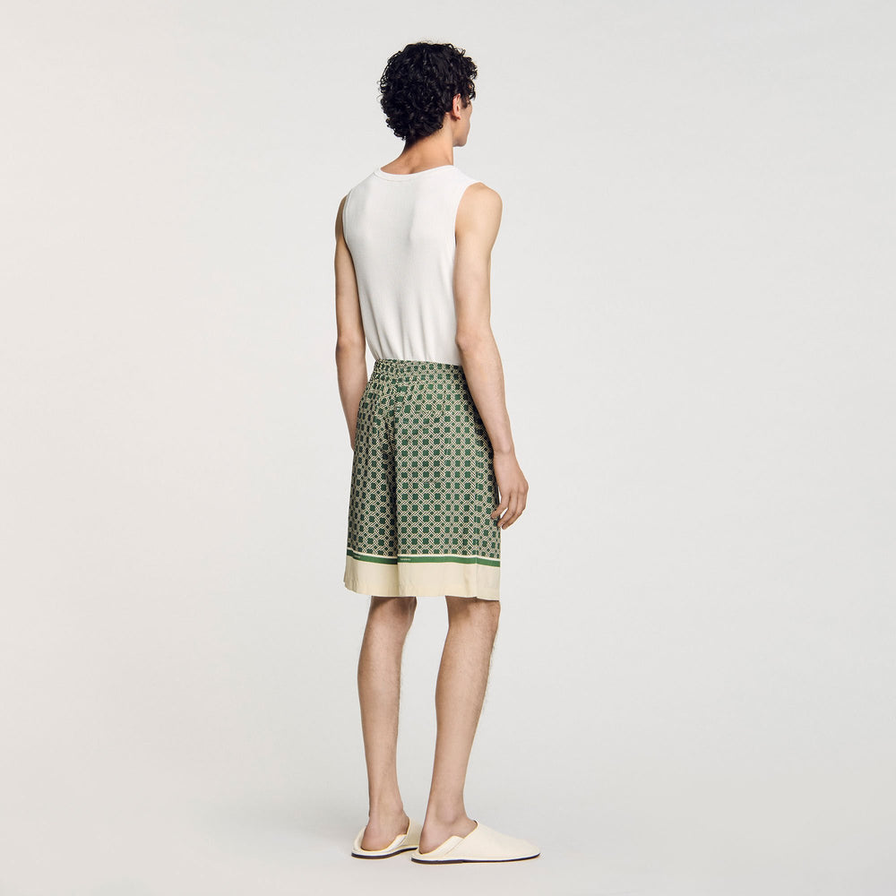 Patterned Flowy Bermuda shorts Super Green Sandro Men