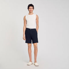 Linen shorts Navy Blue Sandro Men