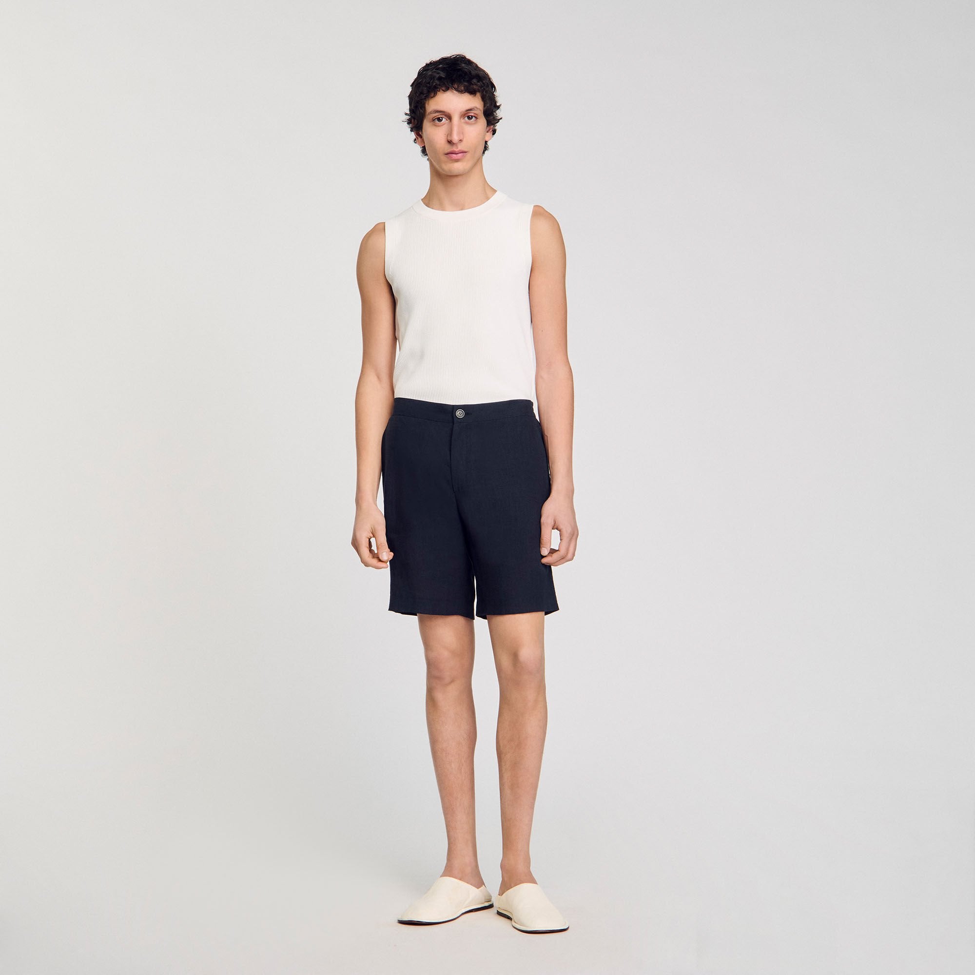 Linen shorts Navy Blue Sandro Men
