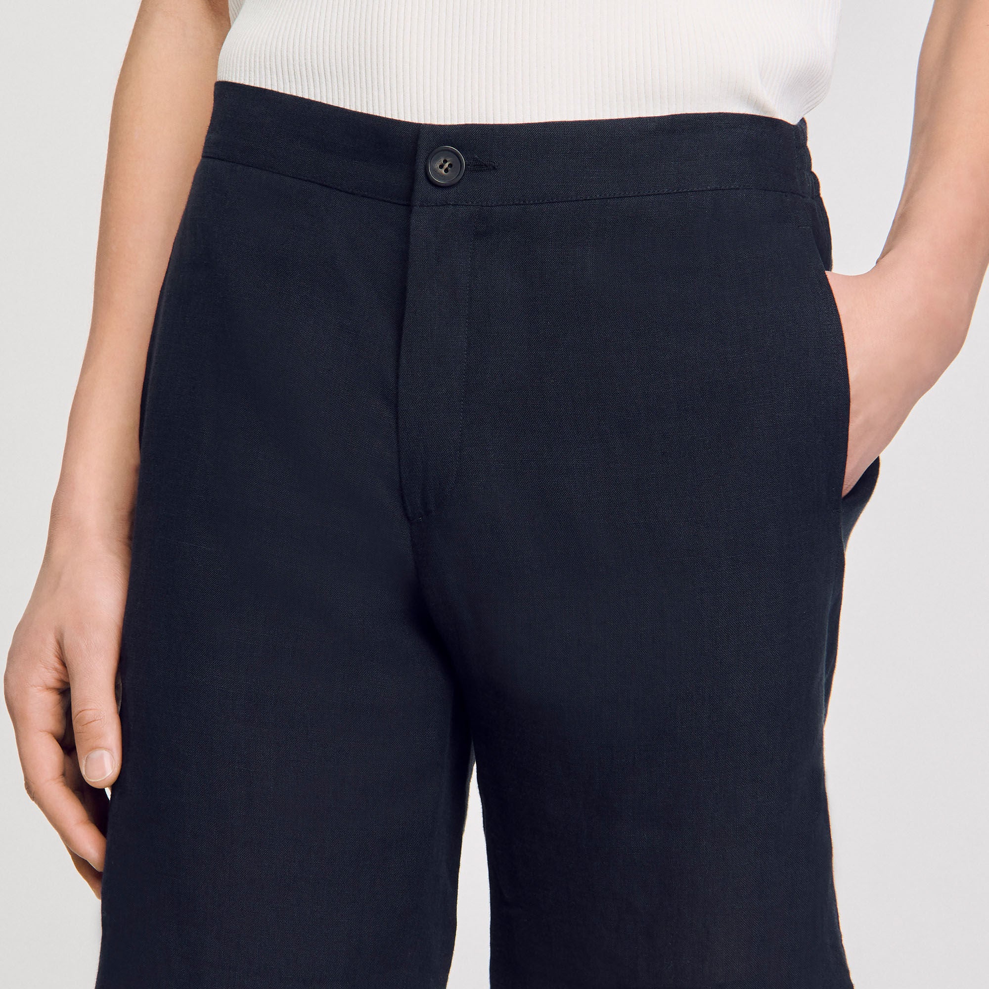 Linen shorts Navy Blue Sandro Men