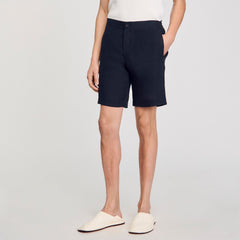 Linen shorts Navy Blue Sandro Men