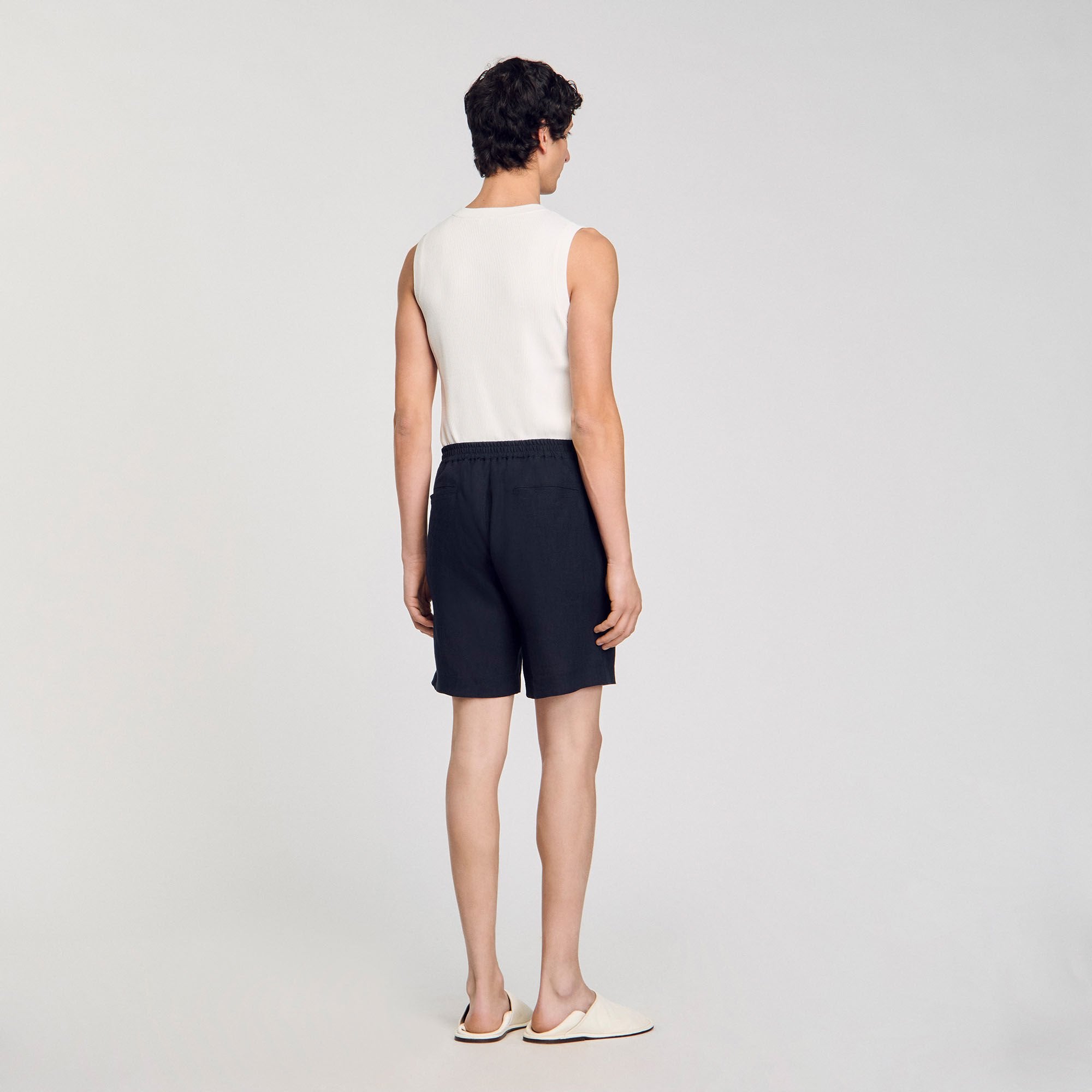 Linen shorts Navy Blue Sandro Men