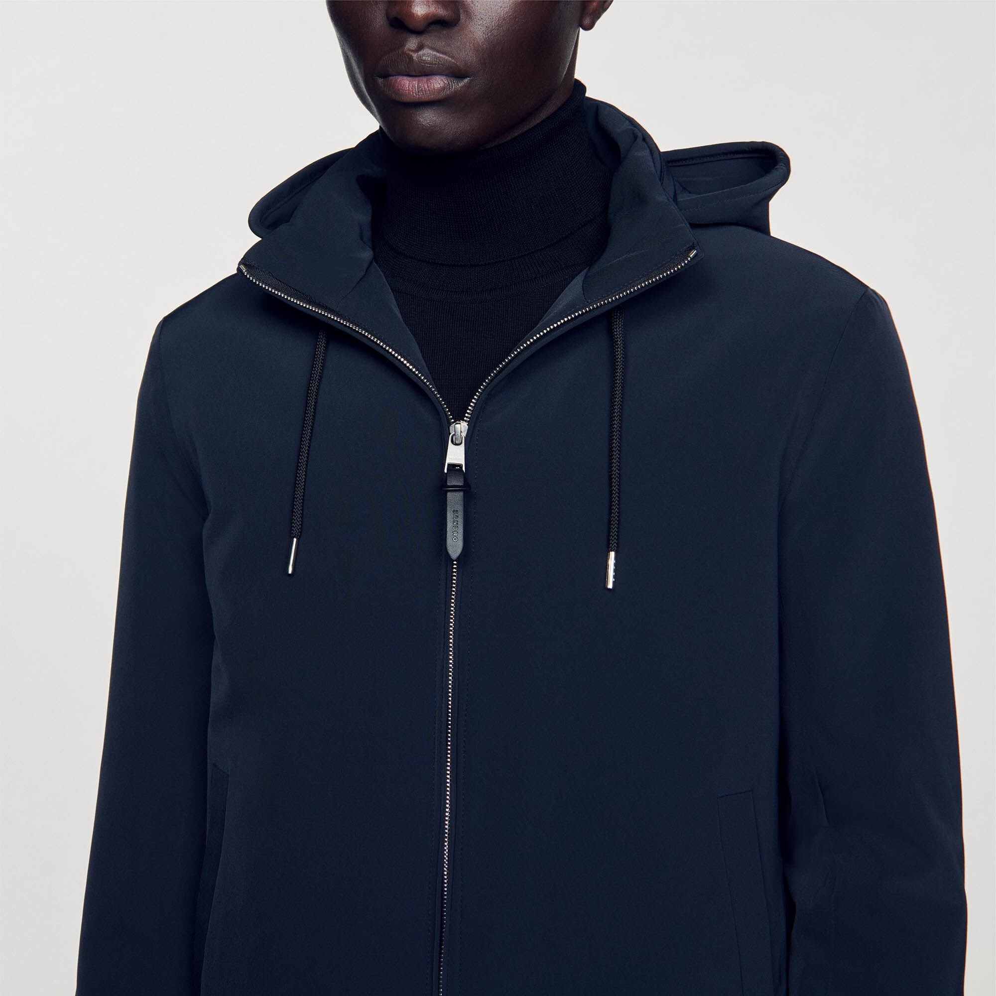 Technical fabric jacket Navy Blue Sandro Men