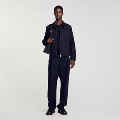Cotton jacket Navy Blue Sandro Men