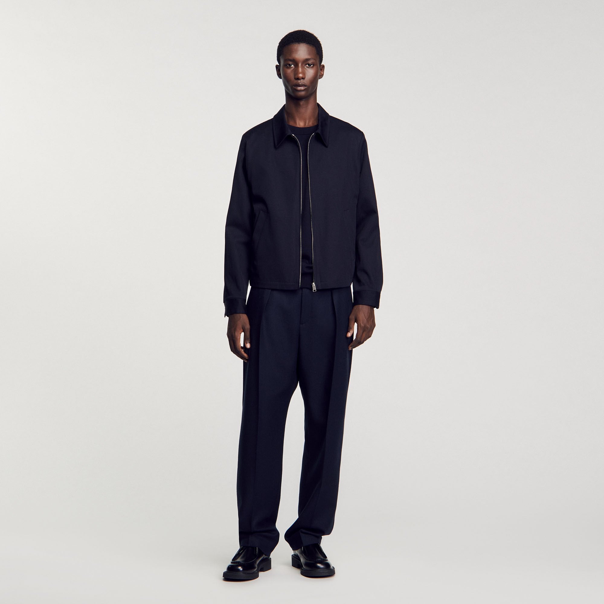 Cotton jacket Navy Blue Sandro Men