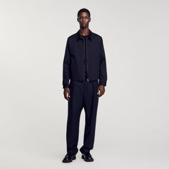 Cotton jacket Navy Blue Sandro Men