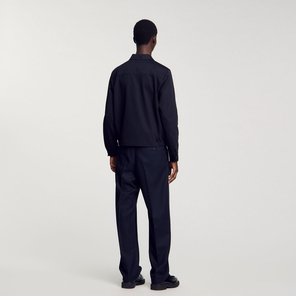 Cotton jacket Navy Blue Sandro Men