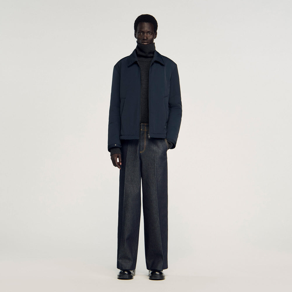Quilted zip-up jacket Navy Blue Sandro Men
