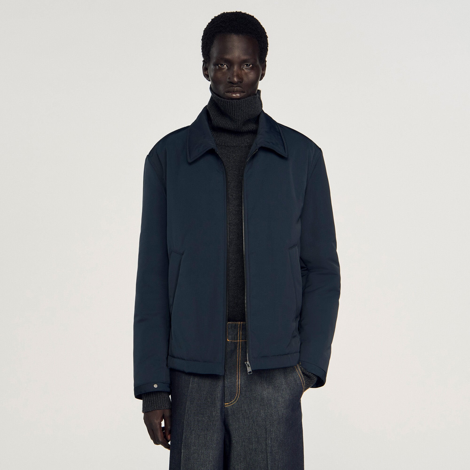 Quilted zip-up jacket Navy Blue Sandro Men