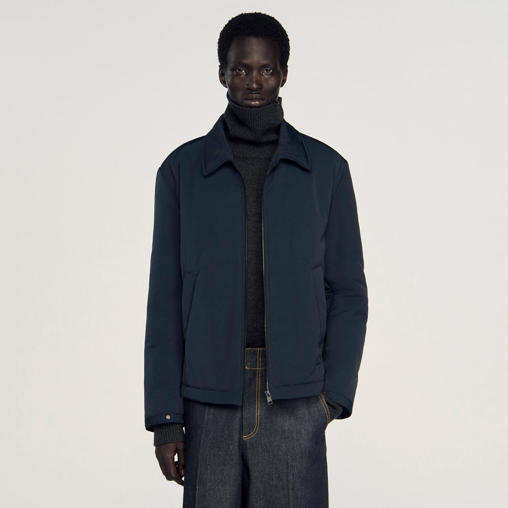 Quilted zip-up jacket Navy Blue Sandro Men