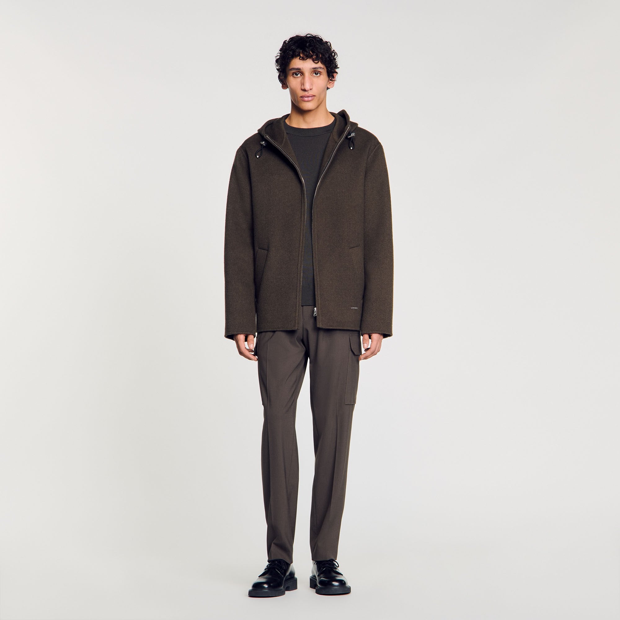 Hooded windbreaker Dark Kaki. Sandro Men