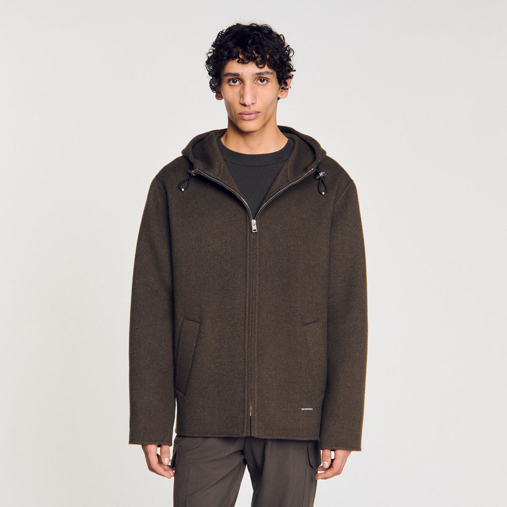 Hooded windbreaker Dark Kaki. Sandro Men