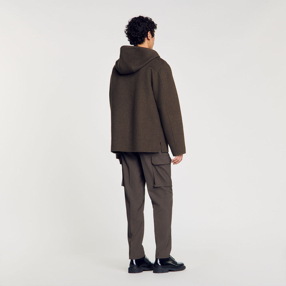 Hooded windbreaker Dark Kaki. Sandro Men