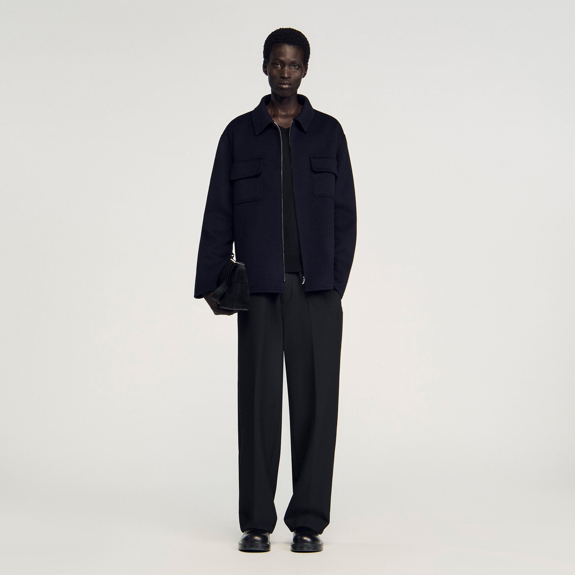 Zipped overshirt Navy Blue Sandro Men