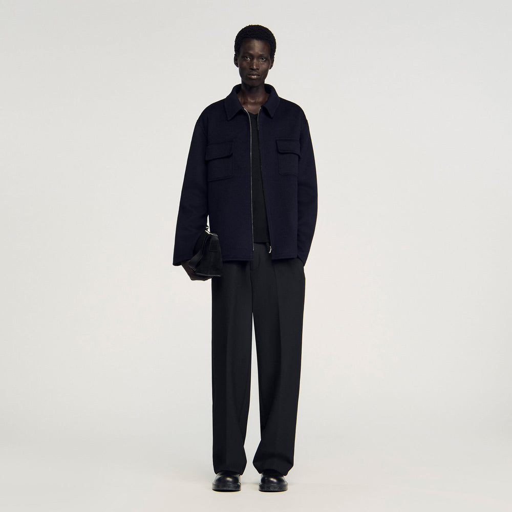 Zipped overshirt Navy Blue Sandro Men