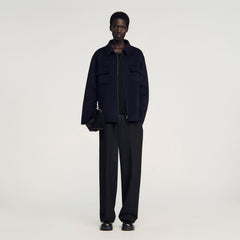 Zipped overshirt Navy Blue Sandro Men
