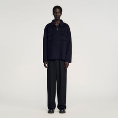 Zipped overshirt Navy Blue Sandro Men