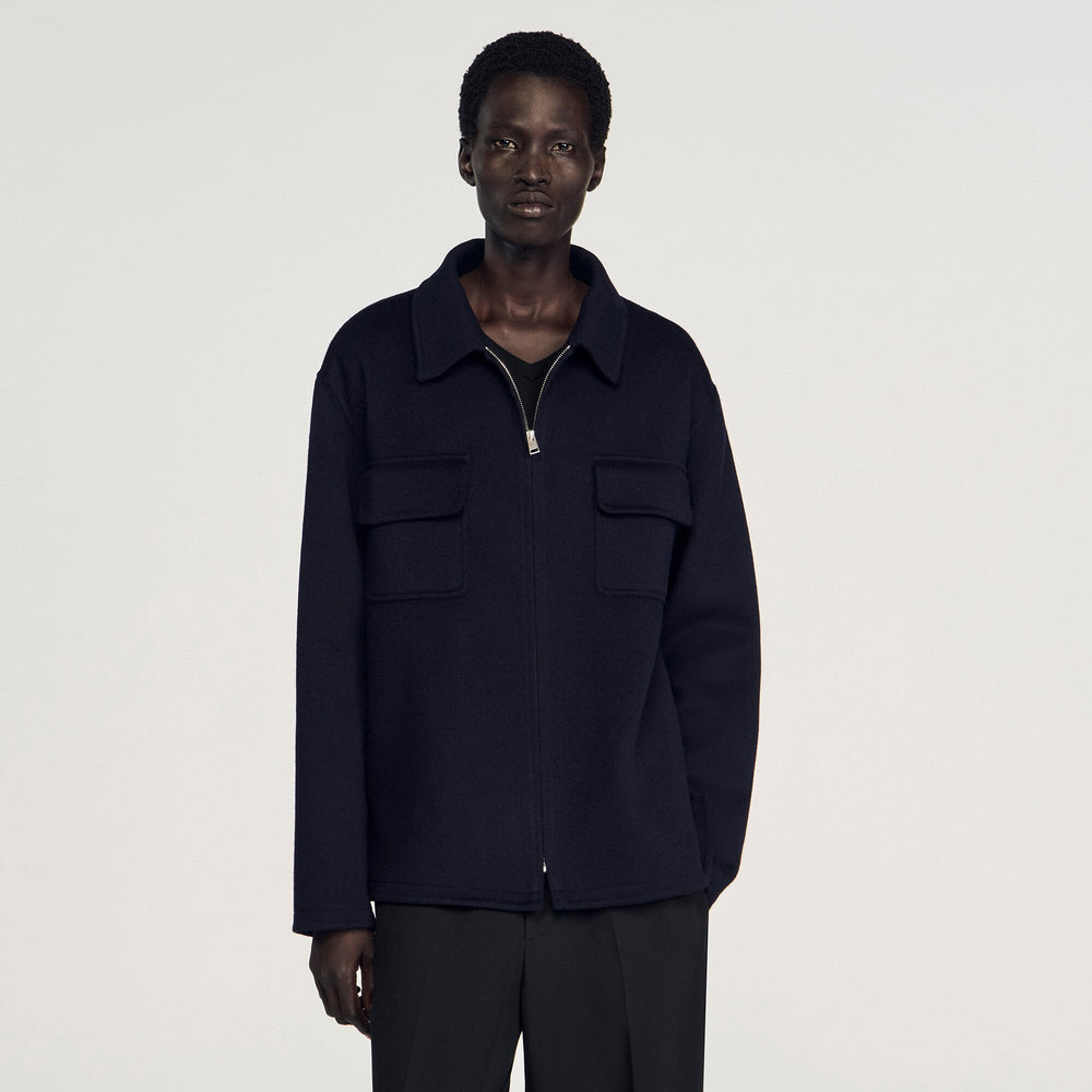 Zipped overshirt Navy Blue Sandro Men