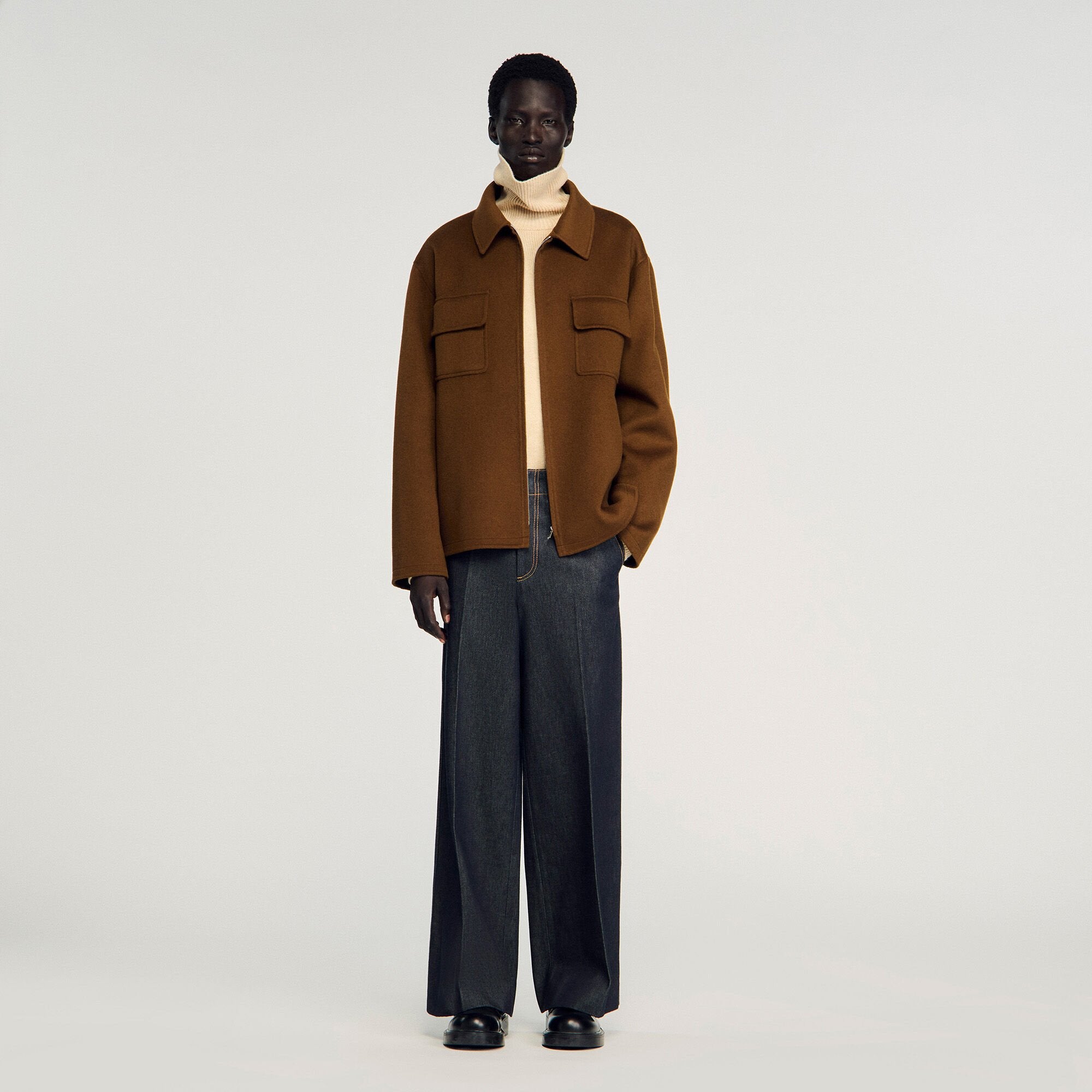 Zipped overshirt Tobacco Brown Sandro Men