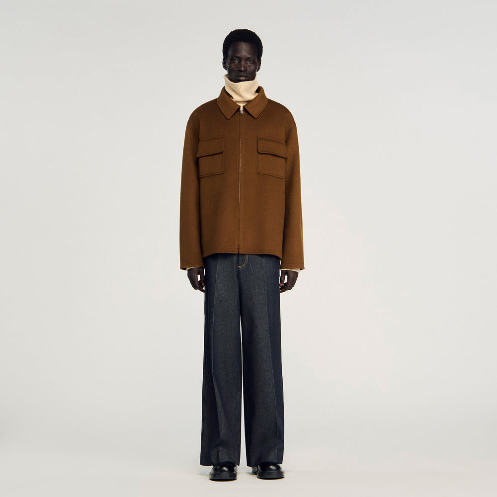 Zipped overshirt Tobacco Brown Sandro Men