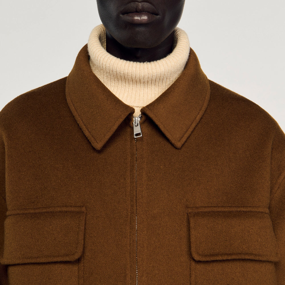 Zipped overshirt Tobacco Brown Sandro Men