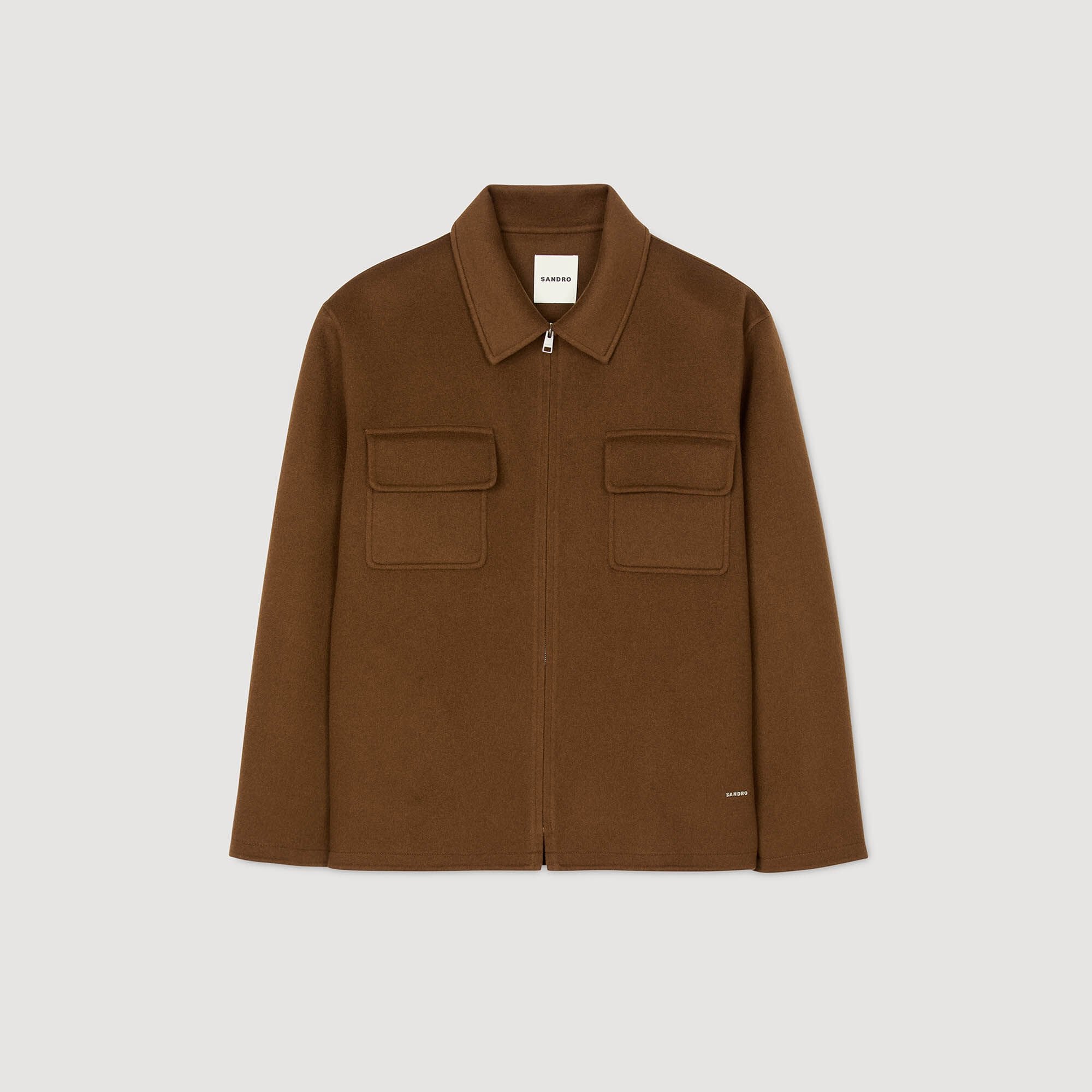 Zipped overshirt Tobacco Brown Sandro Men