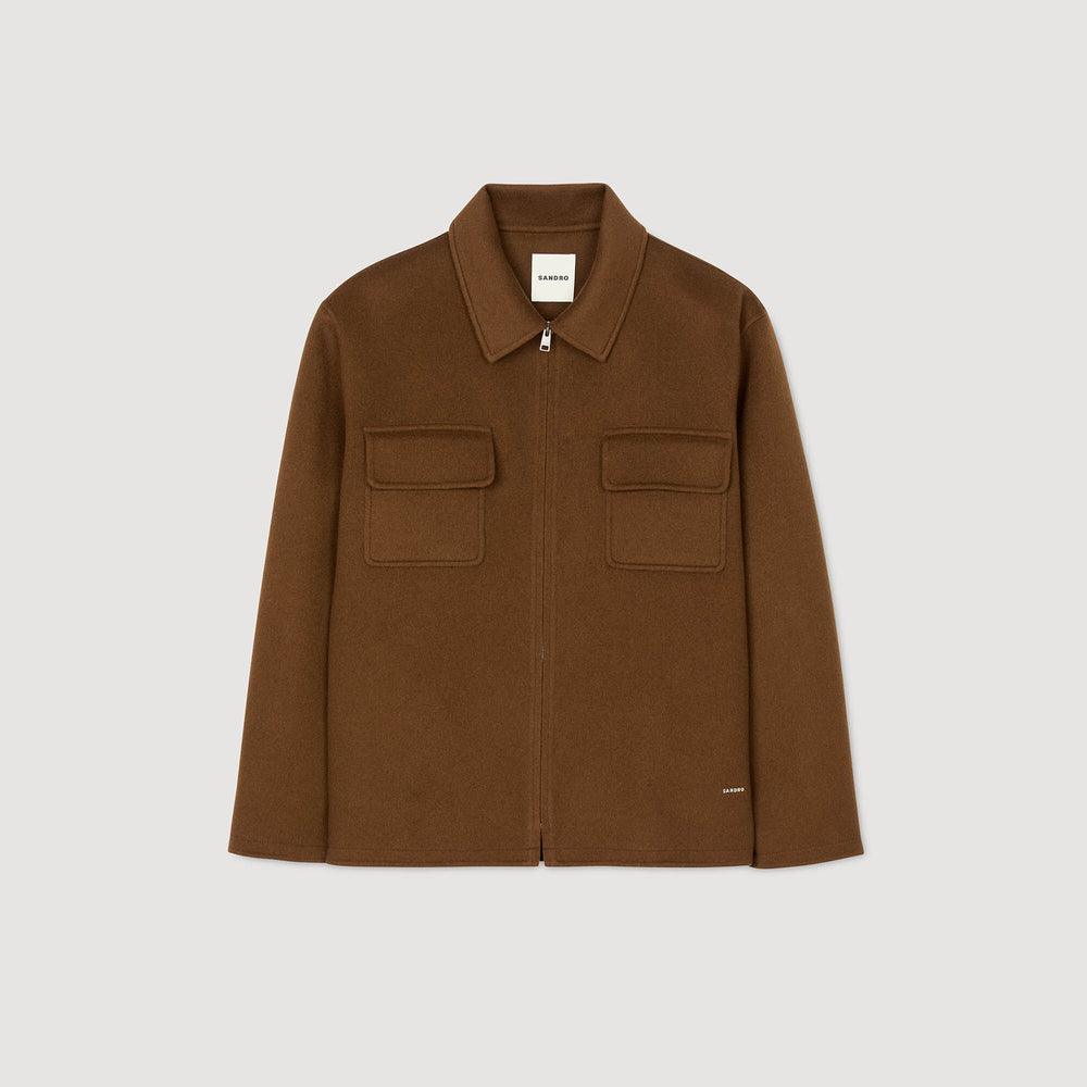 Zipped overshirt Tobacco Brown Sandro Men