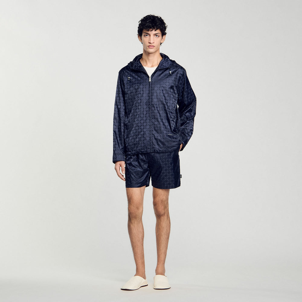 Square Cross nylon jacket Midnight Blue Sandro Men