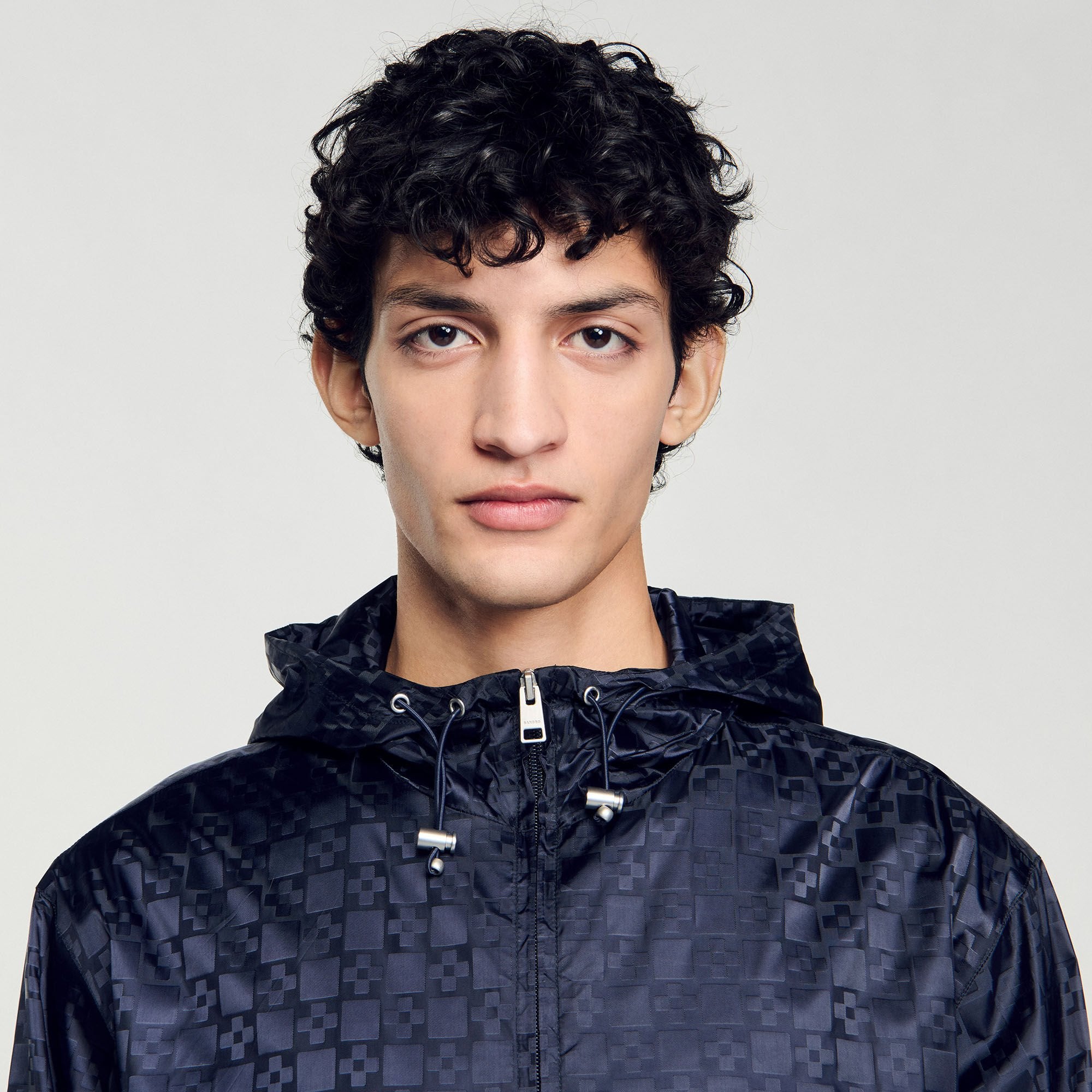 Square Cross nylon jacket Midnight Blue Sandro Men