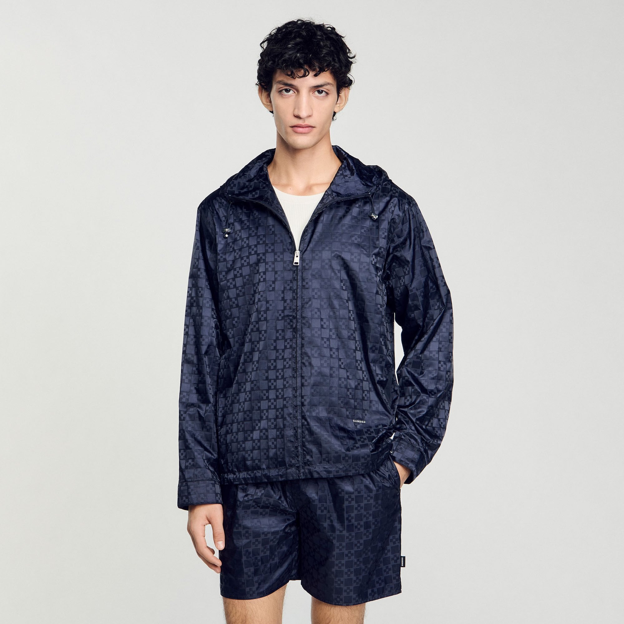 Square Cross nylon jacket Midnight Blue Sandro Men