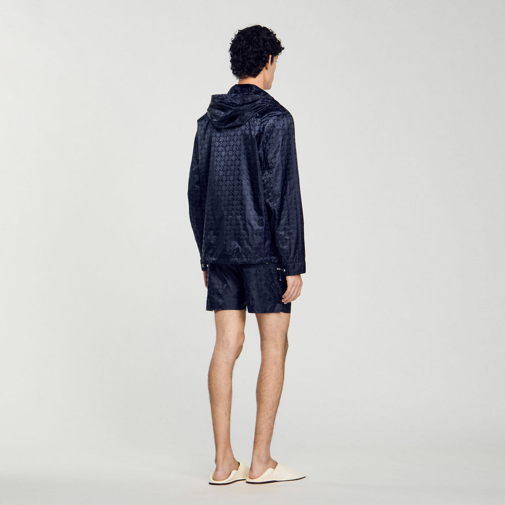 Square Cross nylon jacket Midnight Blue Sandro Men