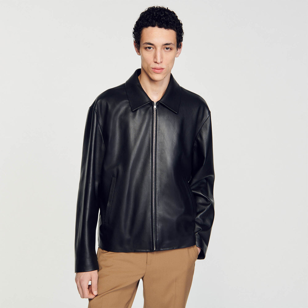 Lambskin jacket Black Sandro Men