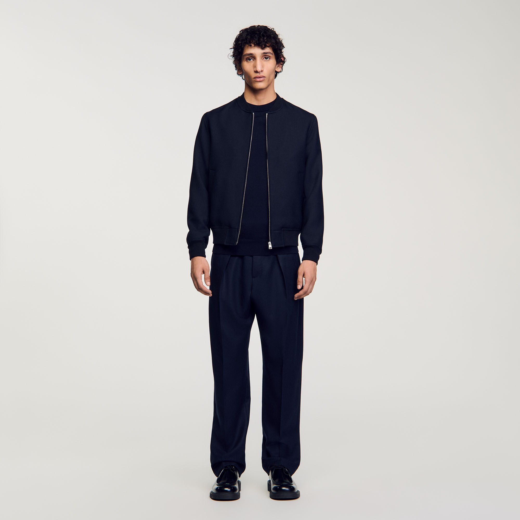 Zip-up varsity jacket Navy Blue Sandro Men