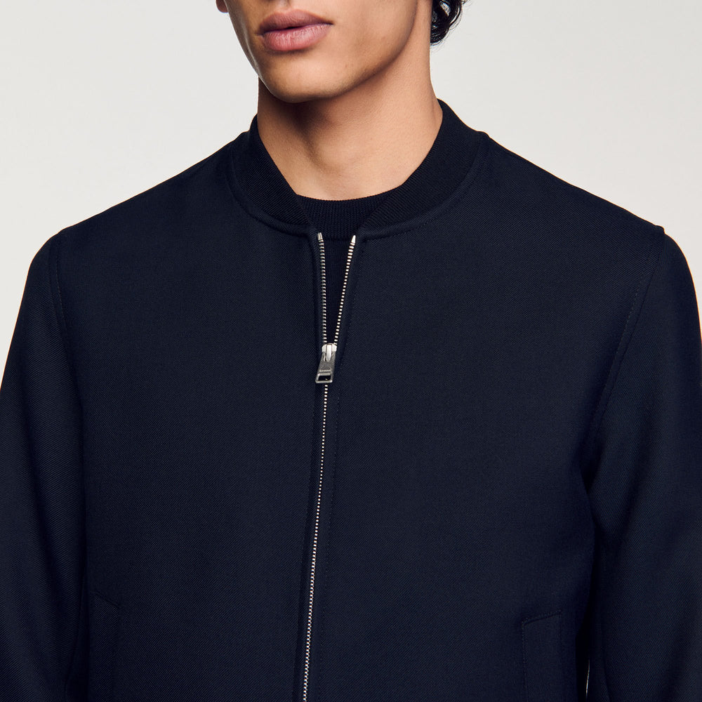 Zip-up varsity jacket Navy Blue Sandro Men