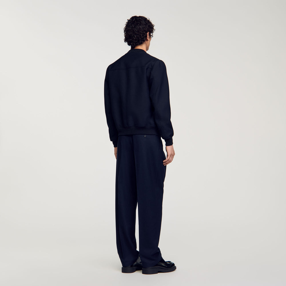 Zip-up varsity jacket Navy Blue Sandro Men