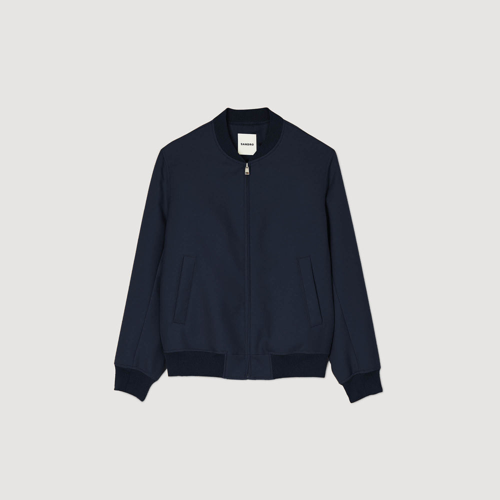Zip-up varsity jacket Navy Blue Sandro Men