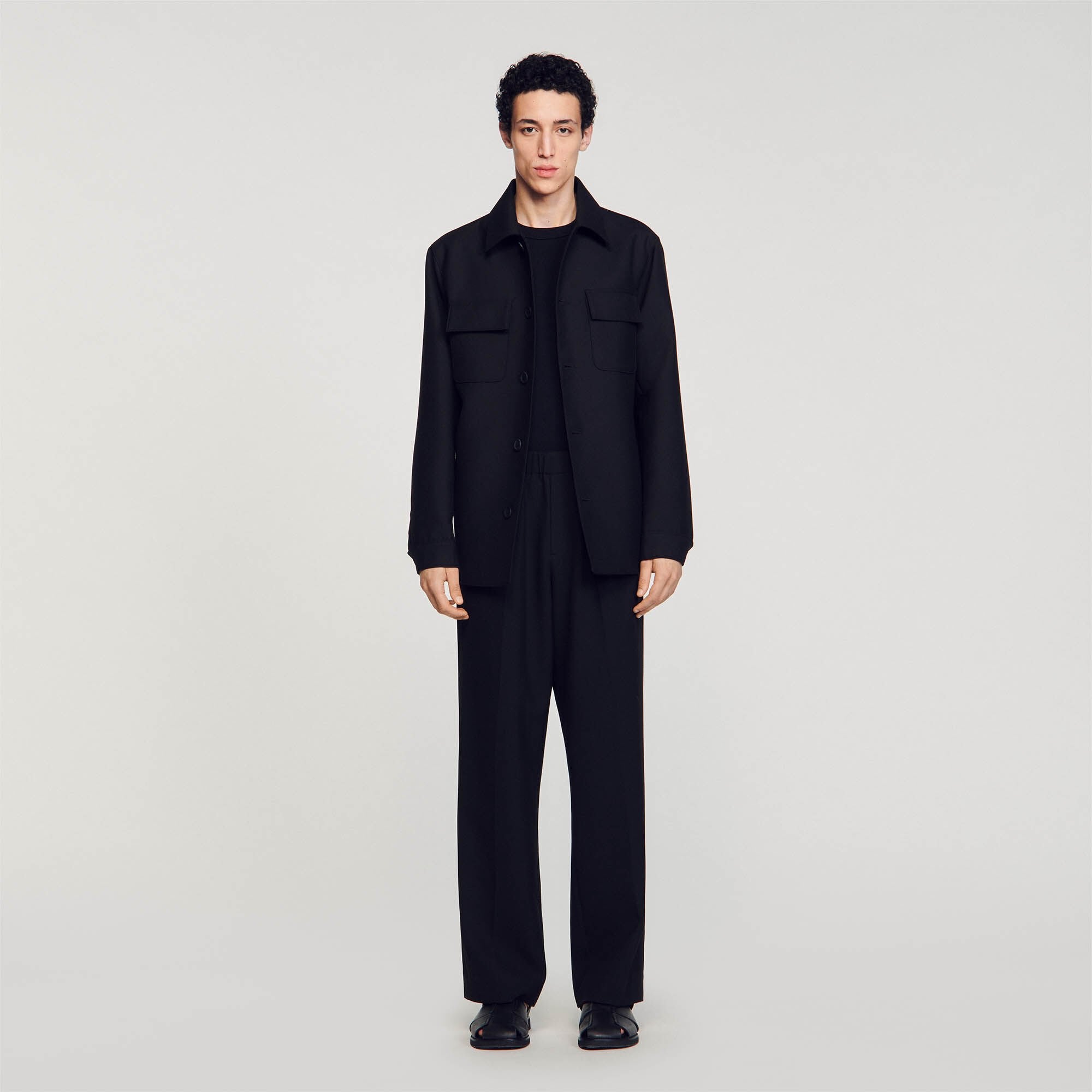 Buttoned oversized shirt Black Sandro Men