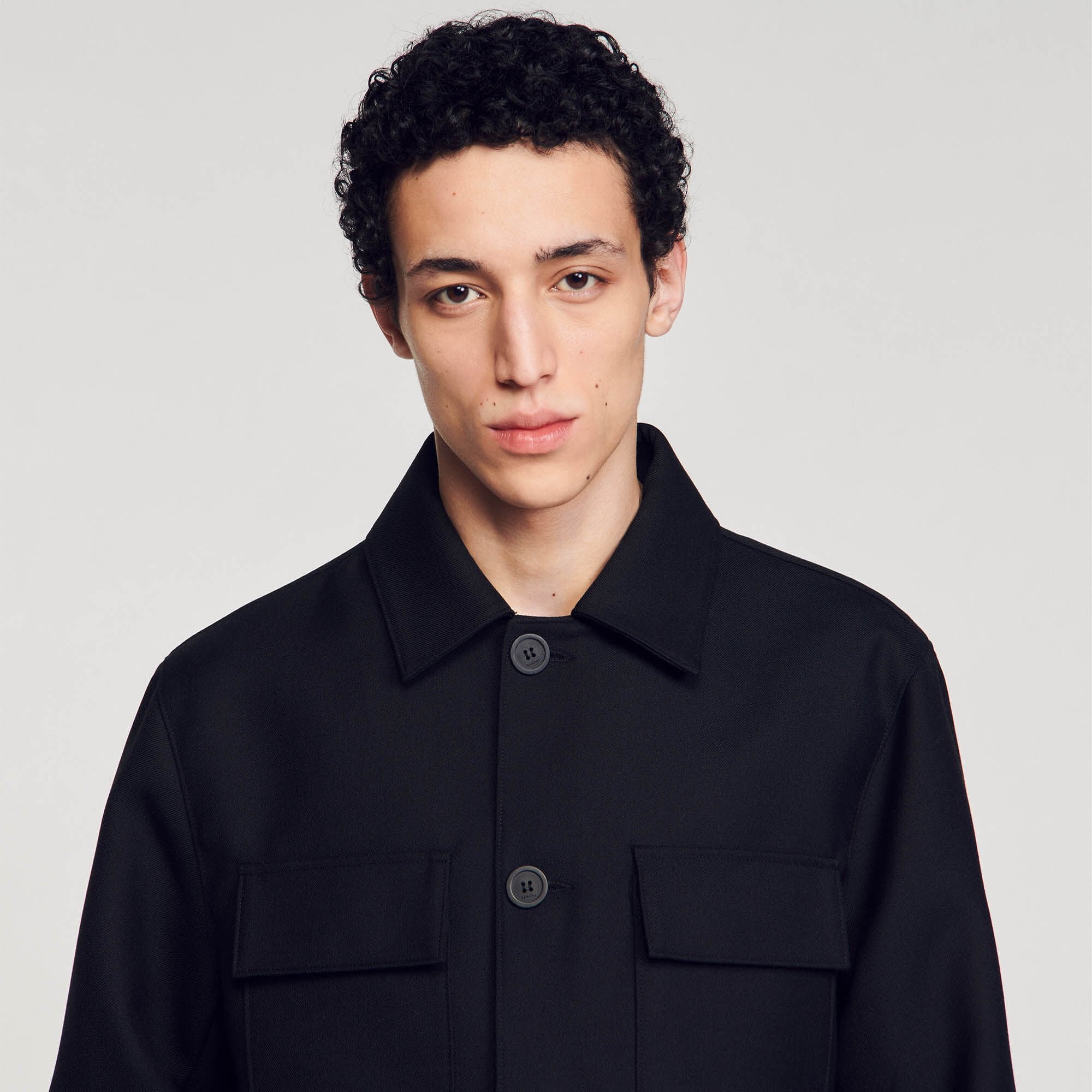 Buttoned oversized shirt Black Sandro Men