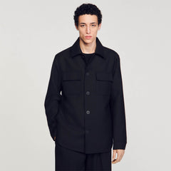 Buttoned oversized shirt Black Sandro Men