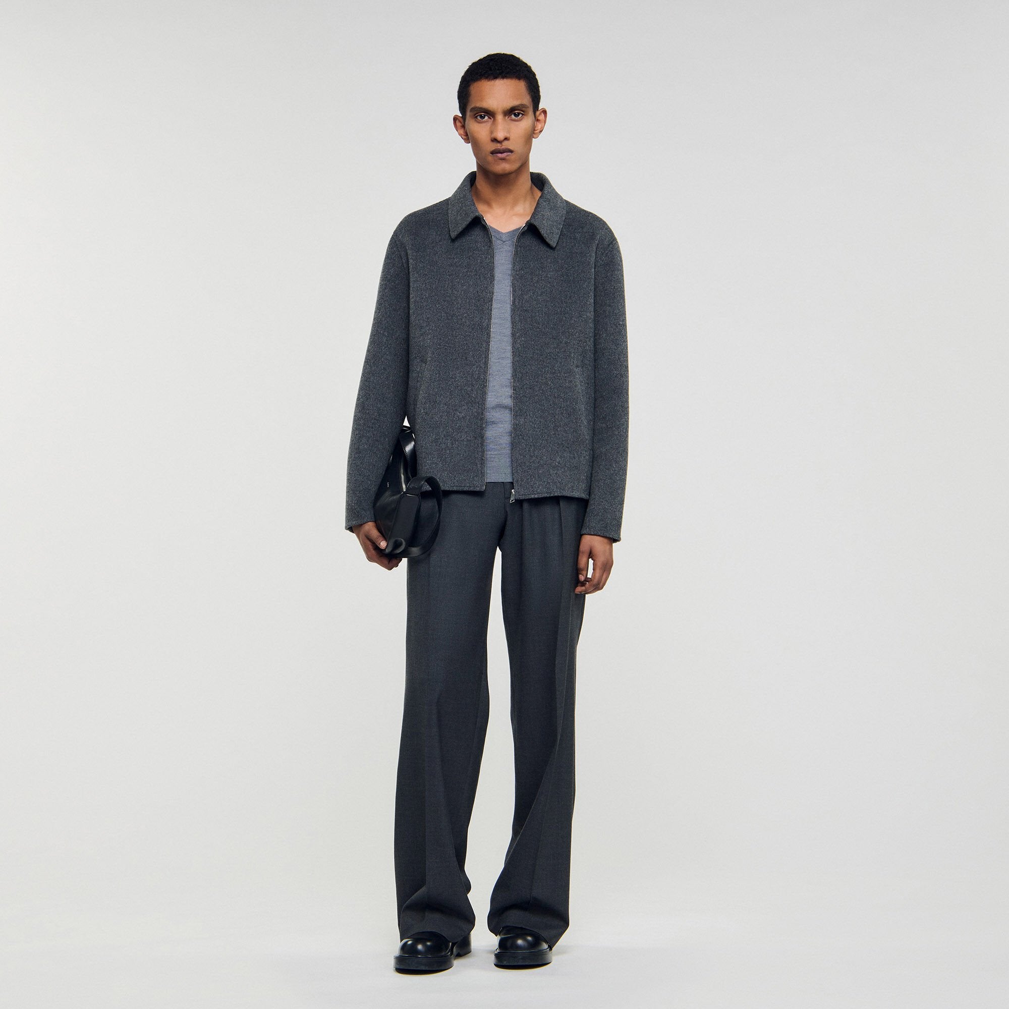 Double-faced wool jacket Dark Grey Sandro Men