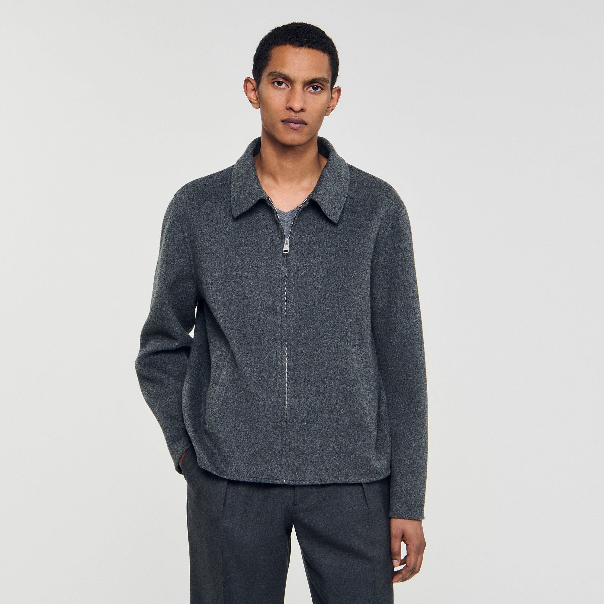 Double-faced wool jacket Dark Grey Sandro Men