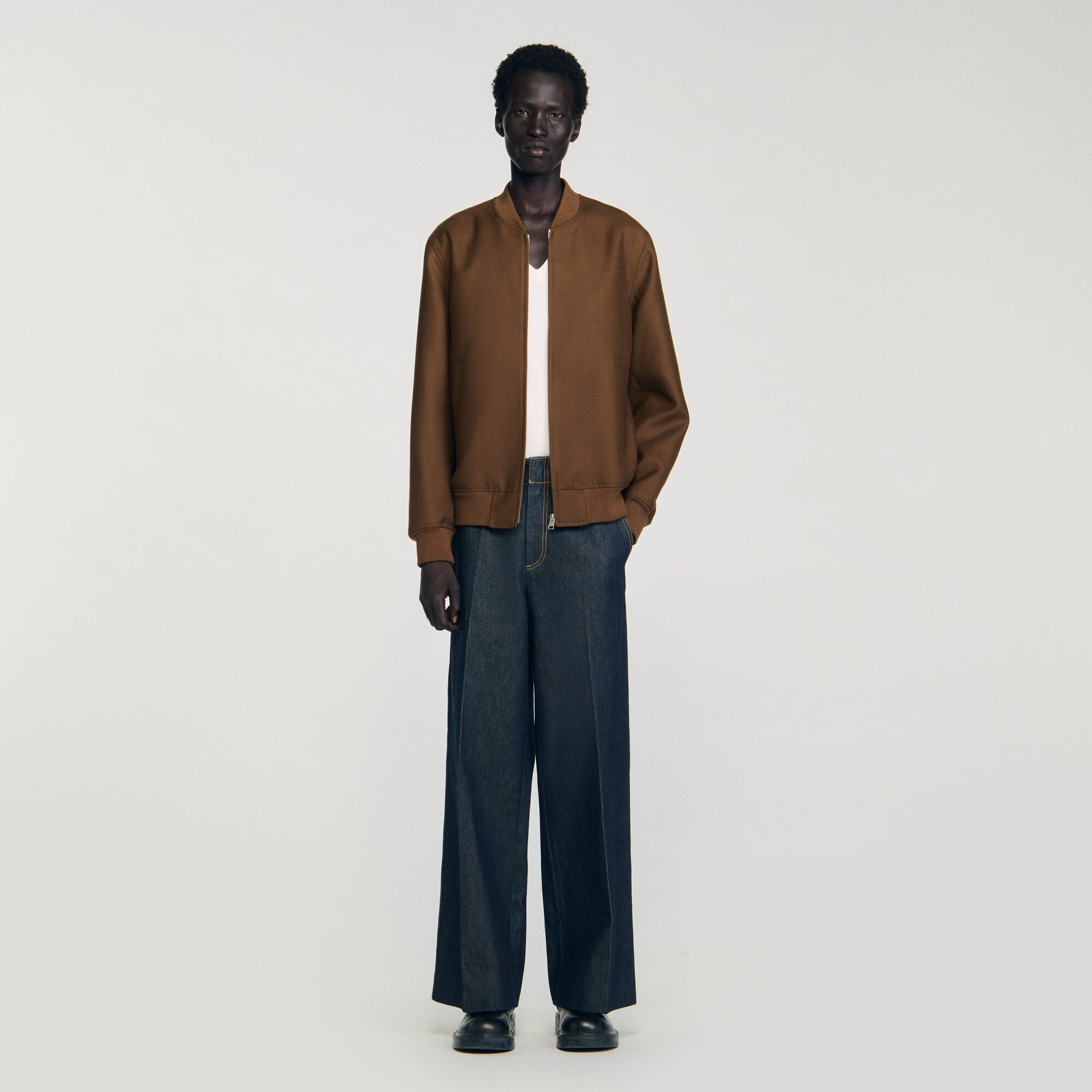 Zip-up jacket Tobacco Brown Sandro Men