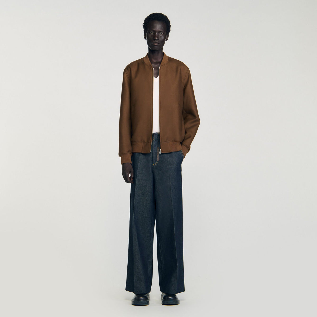 Zip-up jacket Tobacco Brown Sandro Men